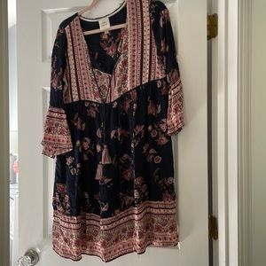 3/4 sleeve floral dress